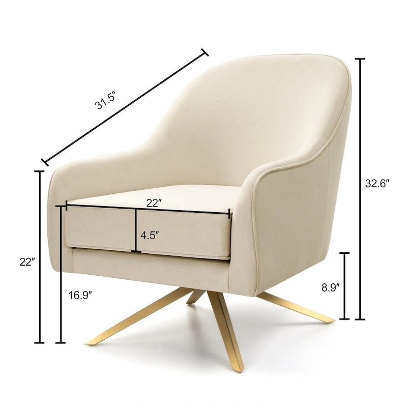 Swivel Club Chair PU Leather Leisure Armchair Upholstered Accent Chair