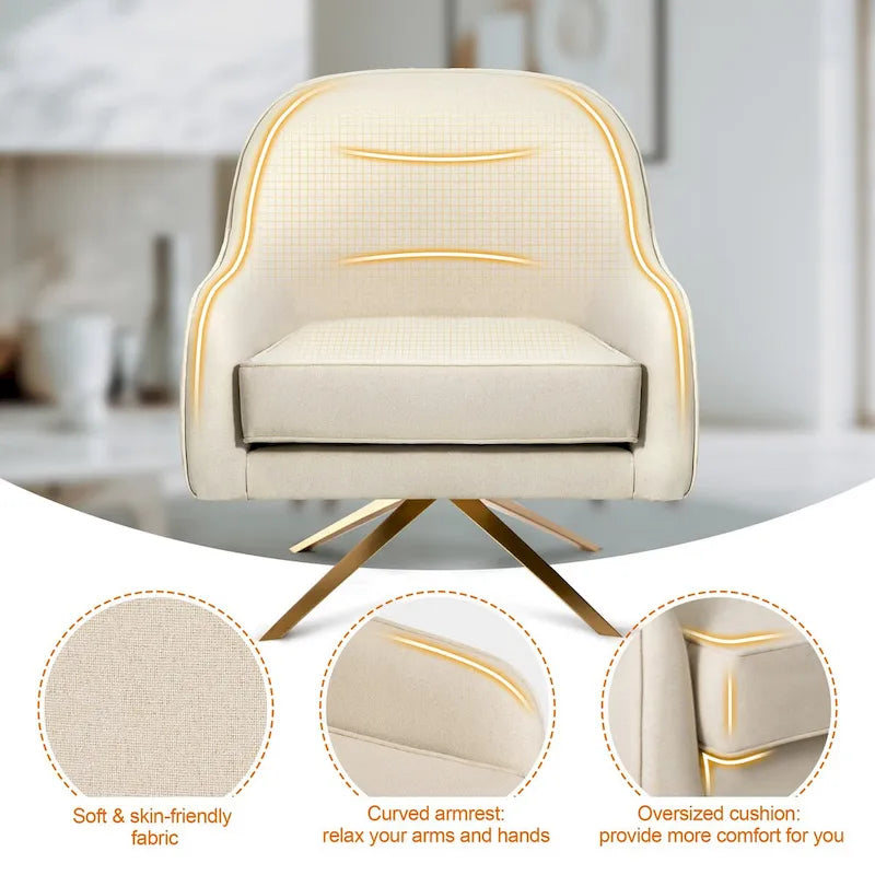 Swivel Club Chair PU Leather Leisure Armchair Upholstered Accent Chair