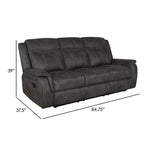 Tom 85 Inch Motion Manual Recliner Sofa, Gel Memory Foam Black Faux Leather