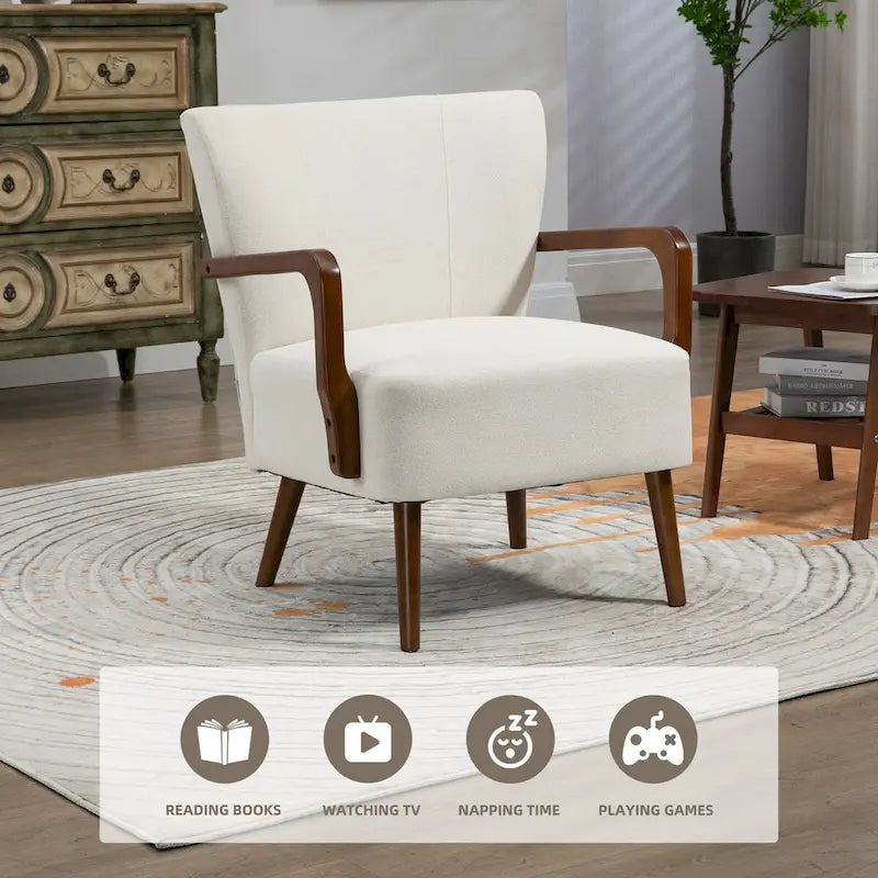Modern chairs in the living room, wooden frame armchairs