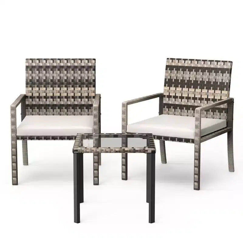 Whizmax 3 Pieces Patio Furniture Set, Indoor/Outdoor Rattan Sectional Sofa Conversation Bistro Set for Garden Balcony Backyard Porch Lawn