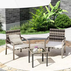 Whizmax 3 Pieces Patio Furniture Set, Indoor/Outdoor Rattan Sectional Sofa Conversation Bistro Set for Garden Balcony Backyard Porch Lawn