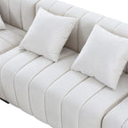 Channel Tufted Sofa Velvet Upholstered Left Chaise Modular Sofa