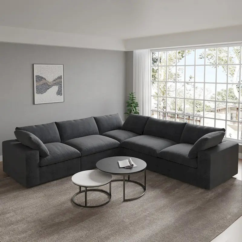 Convertible Modular Sectional Sofa, 5 Seater Corner Sofa with Pillows, 2 x 120.45 Minimalist Sofa Couch for Living Room