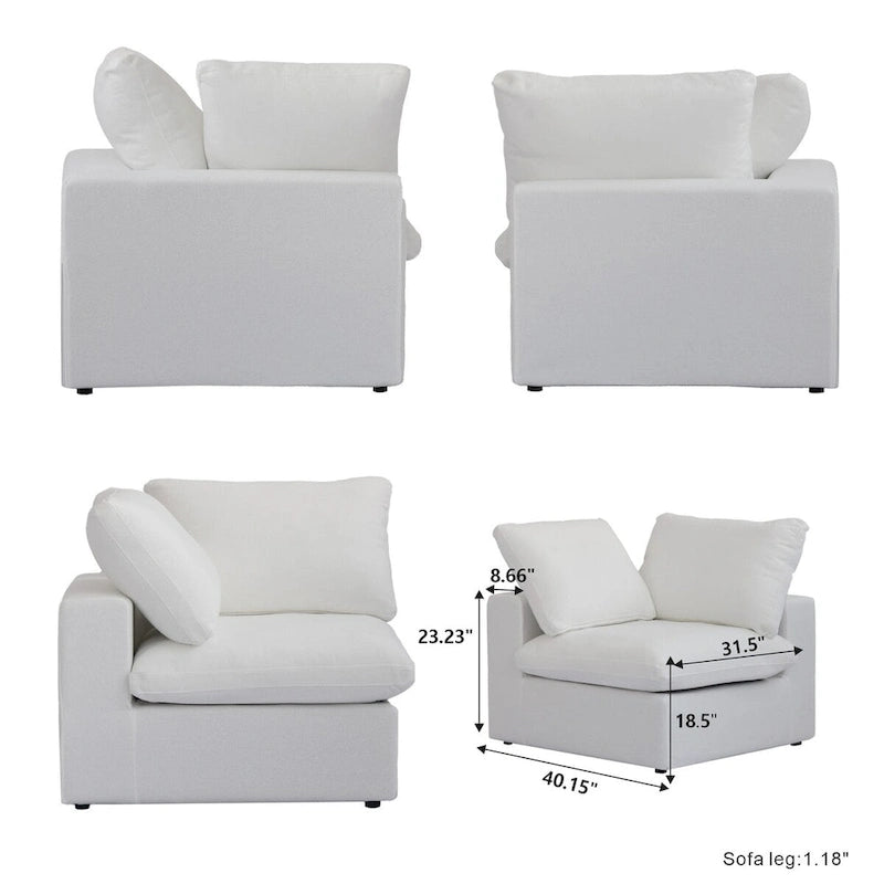 Convertible Modular Sectional Sofa, 5 Seater Corner Sofa with Pillows, 2 x 120.45 Minimalist Sofa Couch for Living Room
