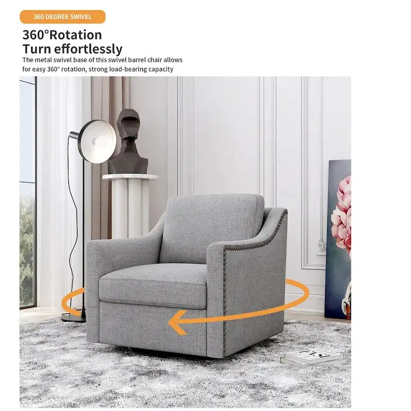 Swivel Linen Blend Modern Soft Velvet Material Ergonomics Accent Chair