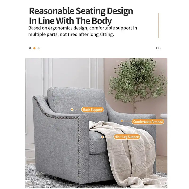 Swivel Linen Blend Modern Soft Velvet Material Ergonomics Accent Chair