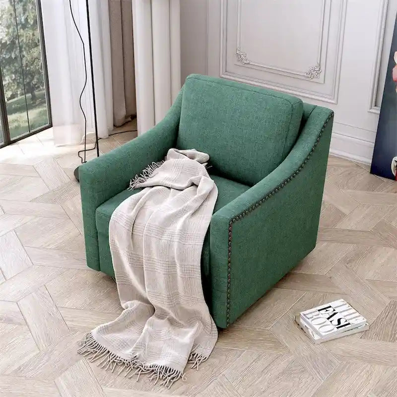 Swivel Linen Blend Modern Soft Velvet Material Ergonomics Accent Chair