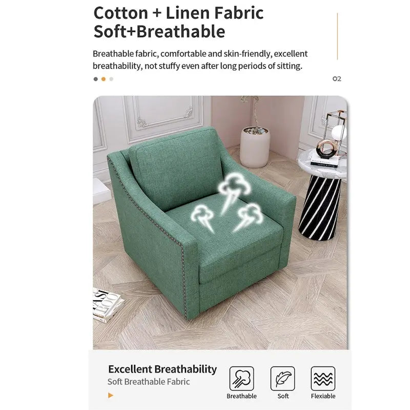 Swivel Linen Blend Modern Soft Velvet Material Ergonomics Accent Chair