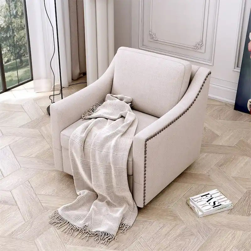 Swivel Linen Blend Modern Soft Velvet Material Ergonomics Accent Chair