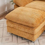 Modern Deep 3-Seat Sofa Couch with Ottoman