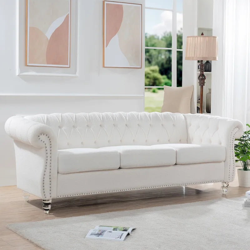 84.65 Rolled Arm Chesterfield 3 Seater Sofa
