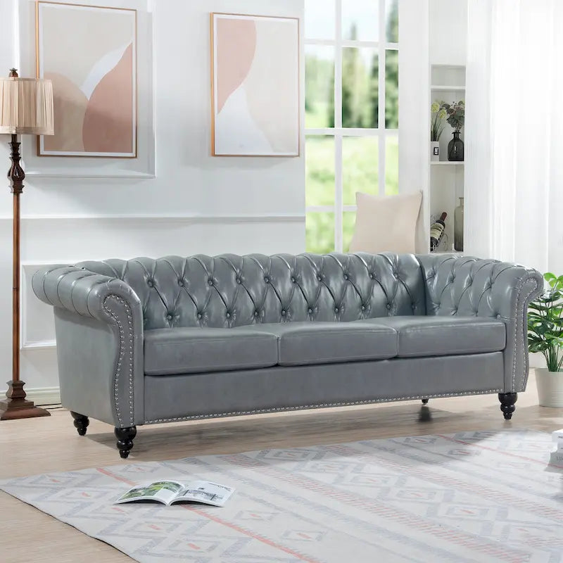 84.65 Rolled Arm Chesterfield 3 Seater Sofa