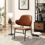 Art Leon Genuine Leather Accent Lounge Chair