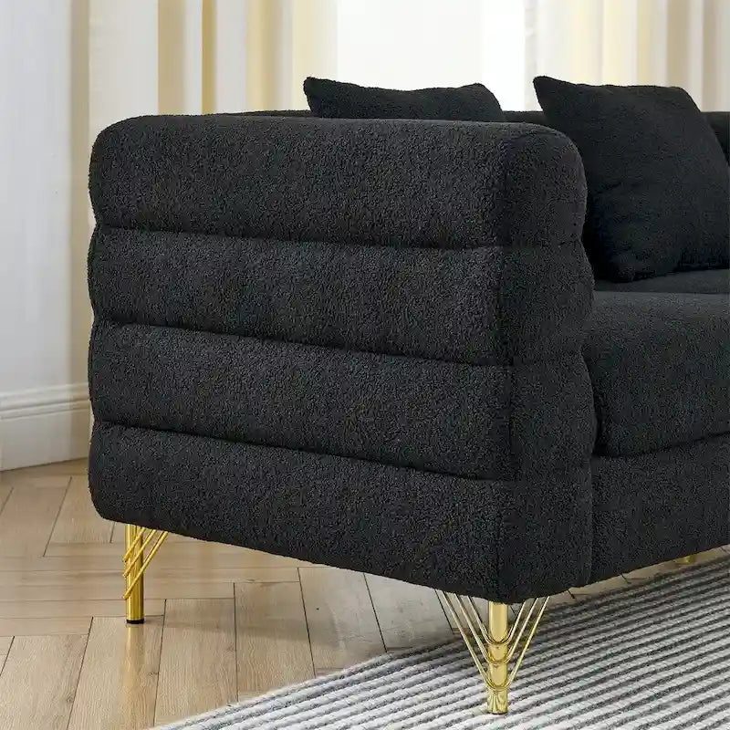 81.5 Oversized 5-Seater L-Shaped Sectional Corner Sofa w/ 3 Cushions