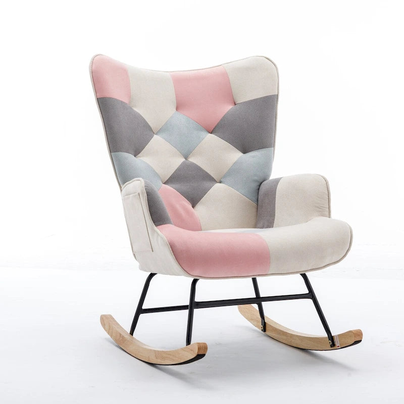 Modern Patchwork Accent Chair for Living Room Bedroom Studio