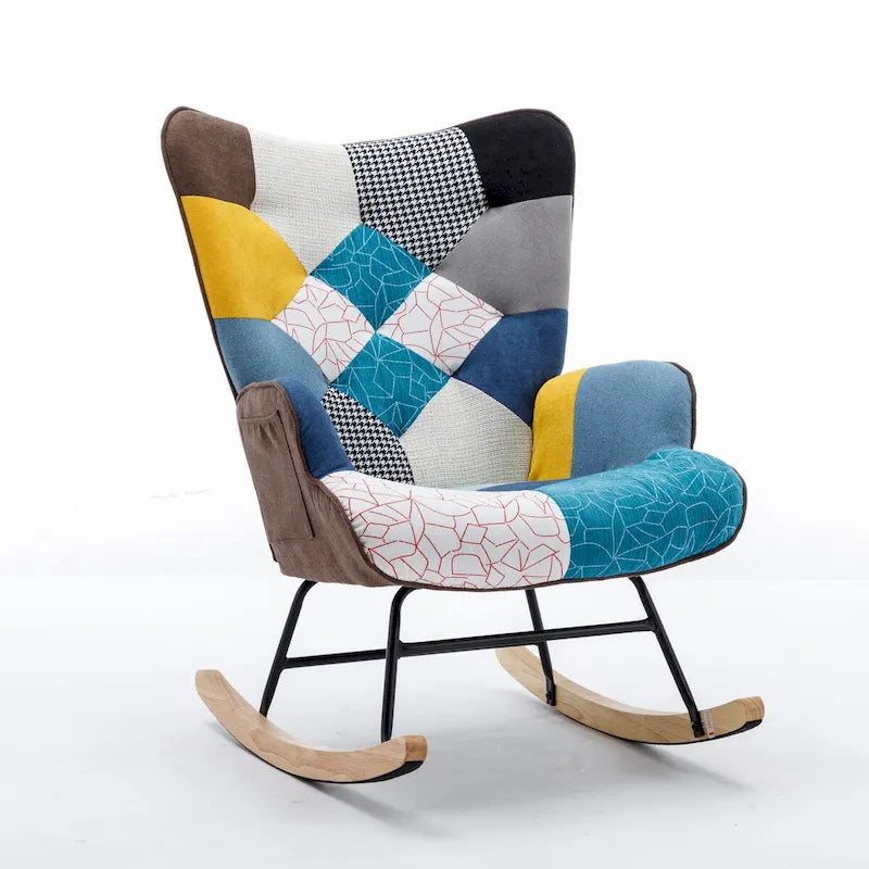 Modern Patchwork Accent Chair for Living Room Bedroom Studio