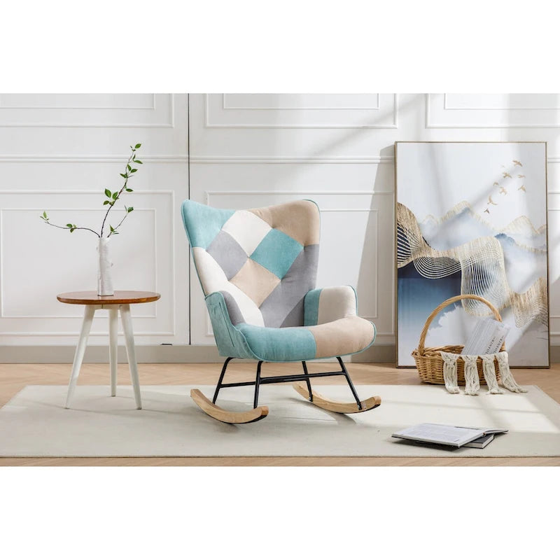 Modern Patchwork Accent Chair for Living Room Bedroom Studio