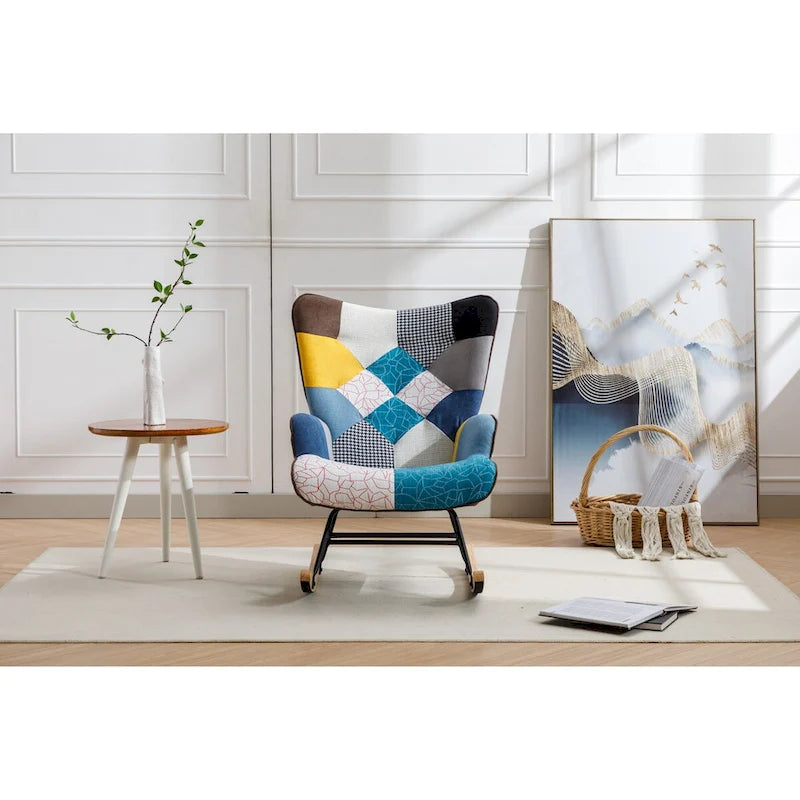 Modern Patchwork Accent Chair for Living Room Bedroom Studio