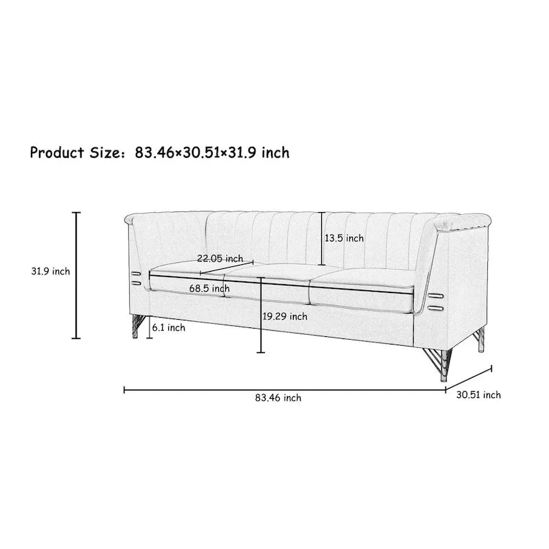 82.67 W Velvet Sofa