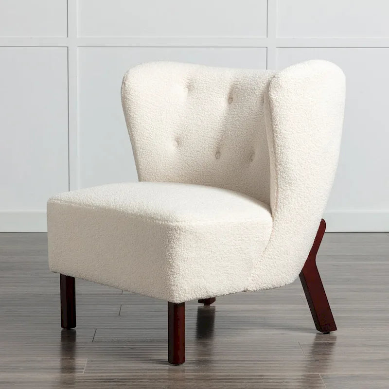 Upholstered Armless Chair, Single Sofa Chair, Modern Reading Chair for Living Room, Bedroom