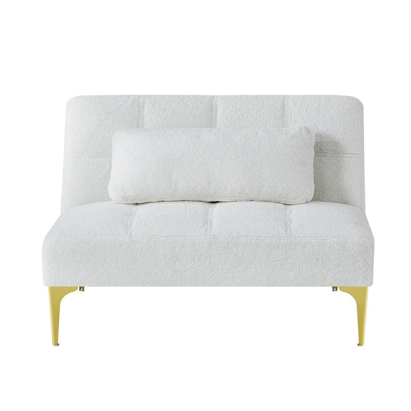 Convertible Sofa Bed Futon with Solid Wood Legs Linen Fabric Musterd Green