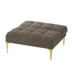 Convertible Sofa Bed Futon with Solid Wood Legs Linen Fabric Musterd Green