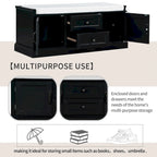 Storage Shoes Bench with 2 Drawers, 2 Cabinets and Removable Cushion