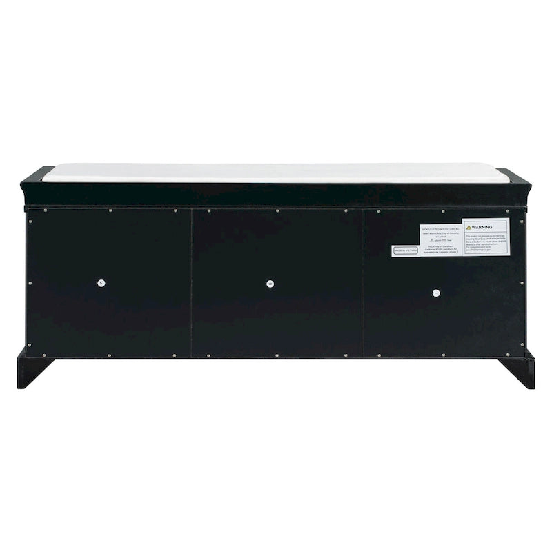 Storage Shoes Bench with 2 Drawers, 2 Cabinets and Removable Cushion