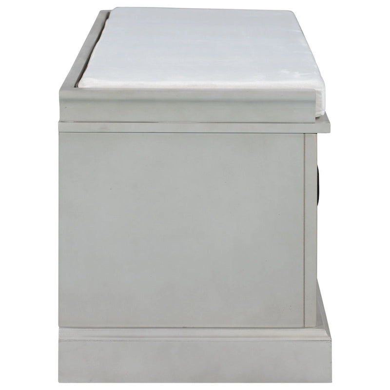 Storage Shoes Bench with 2 Drawers, 2 Cabinets and Removable Cushion