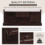 Storage Shoes Bench with 2 Drawers, 2 Cabinets and Removable Cushion