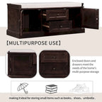 Storage Shoes Bench with 2 Drawers, 2 Cabinets and Removable Cushion