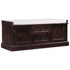 Storage Shoes Bench with 2 Drawers, 2 Cabinets and Removable Cushion