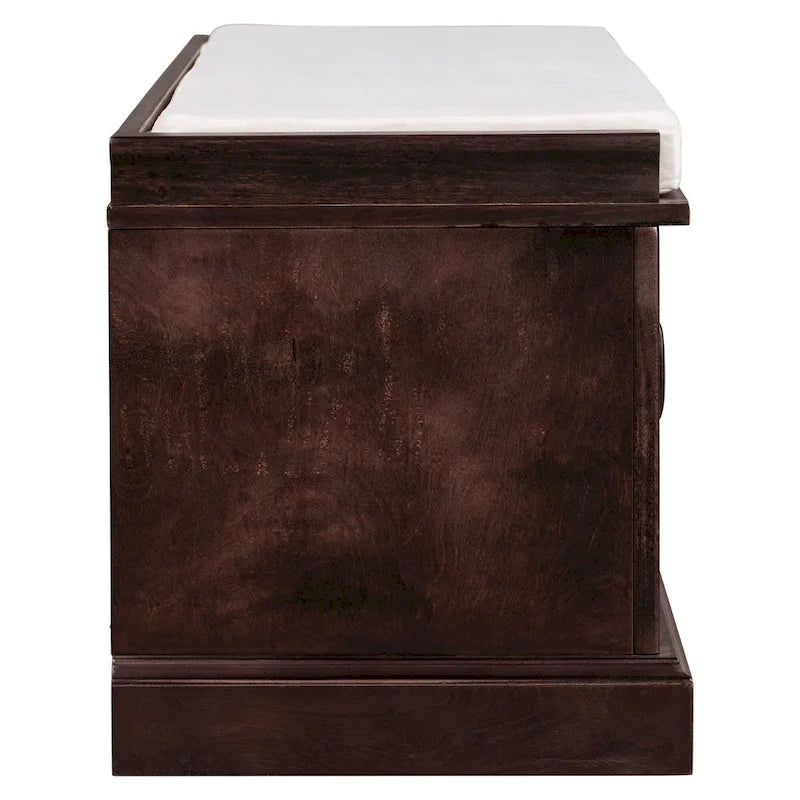 Storage Shoes Bench with 2 Drawers, 2 Cabinets and Removable Cushion