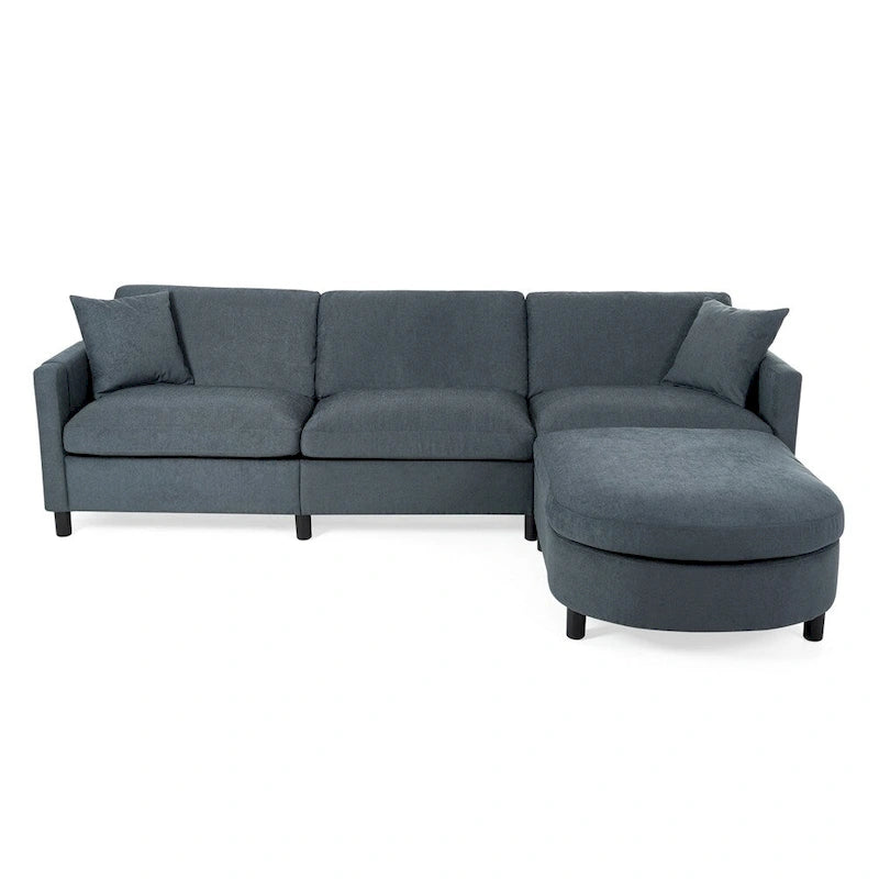 108 Modern Fabric Sectional Sofa with Ottoman and Pillows