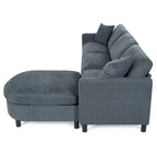 108 Modern Fabric Sectional Sofa with Ottoman and Pillows