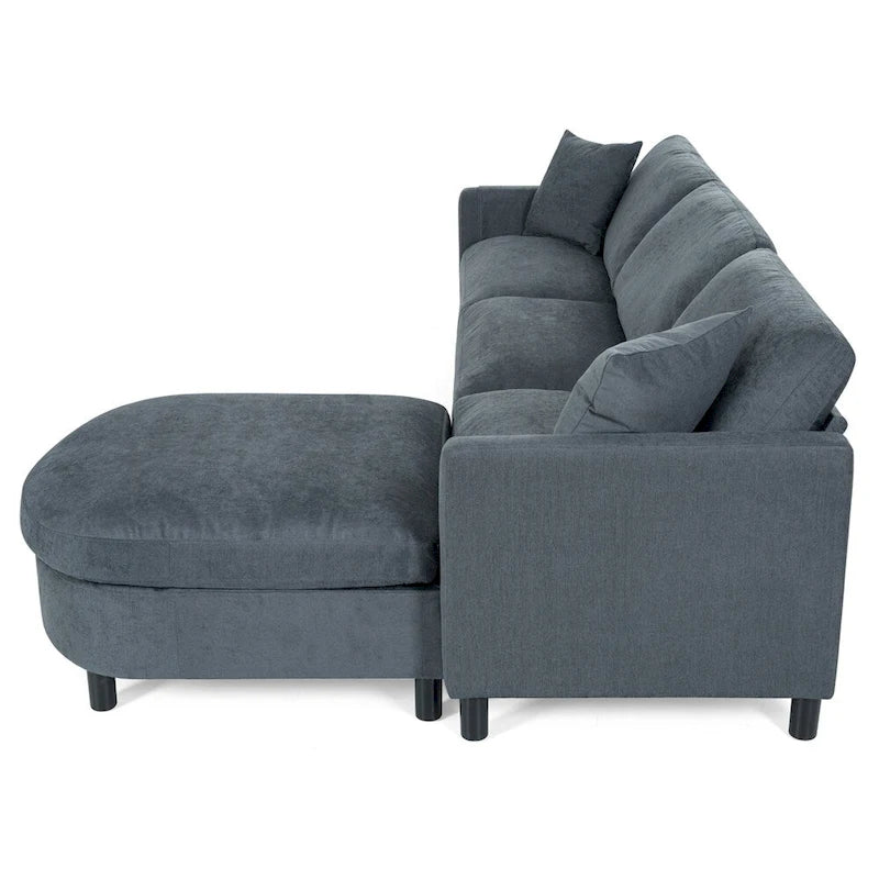 108 Modern Fabric Sectional Sofa with Ottoman and Pillows