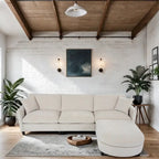 108 Modern Fabric Sectional Sofa with Ottoman and Pillows