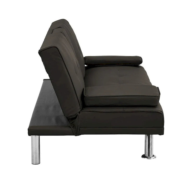 Modern Convertible Adjustable Sofa Bed - Faux Leather Recliner Double Sofa