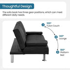 Modern Convertible Adjustable Sofa Bed - Faux Leather Recliner Double Sofa