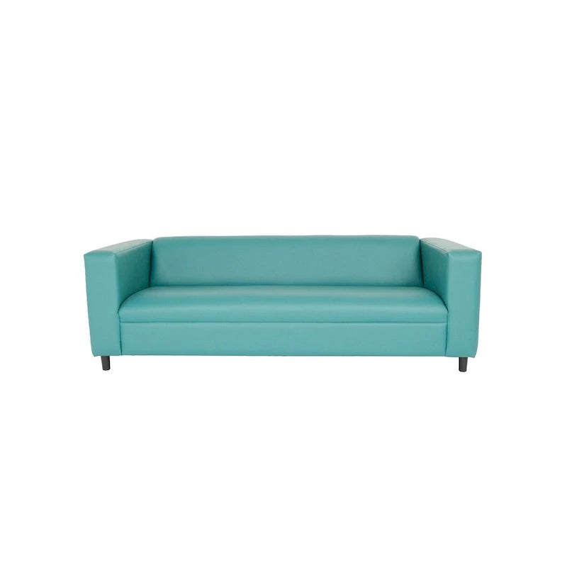HomeRoots 84 Blue Faux Leather Sofa With Black Legs - 84