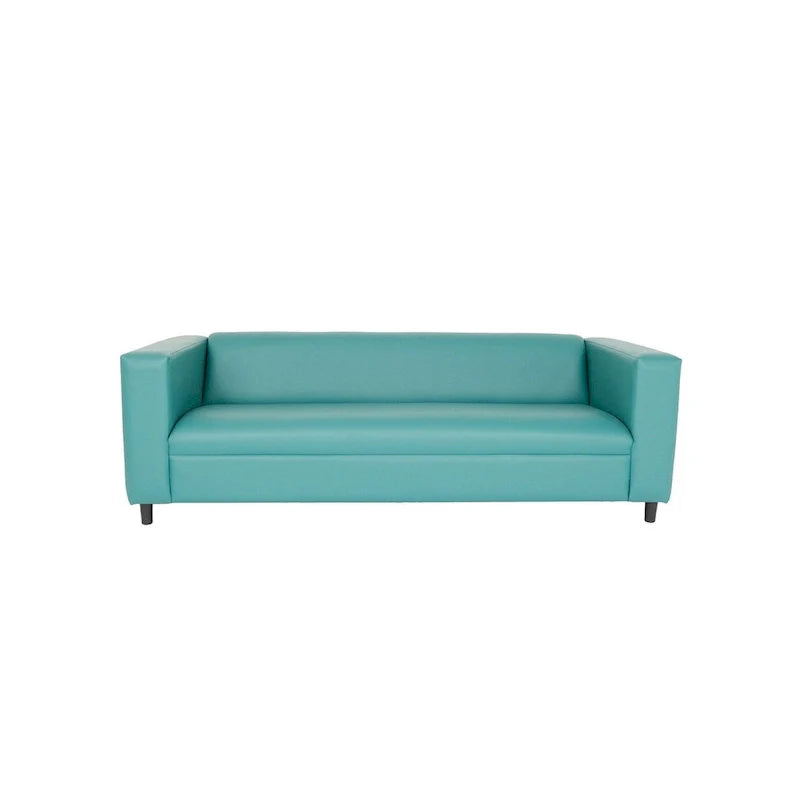 HomeRoots 84 Blue Faux Leather Sofa With Black Legs - 84
