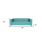 HomeRoots 84 Blue Faux Leather Sofa With Black Legs - 84