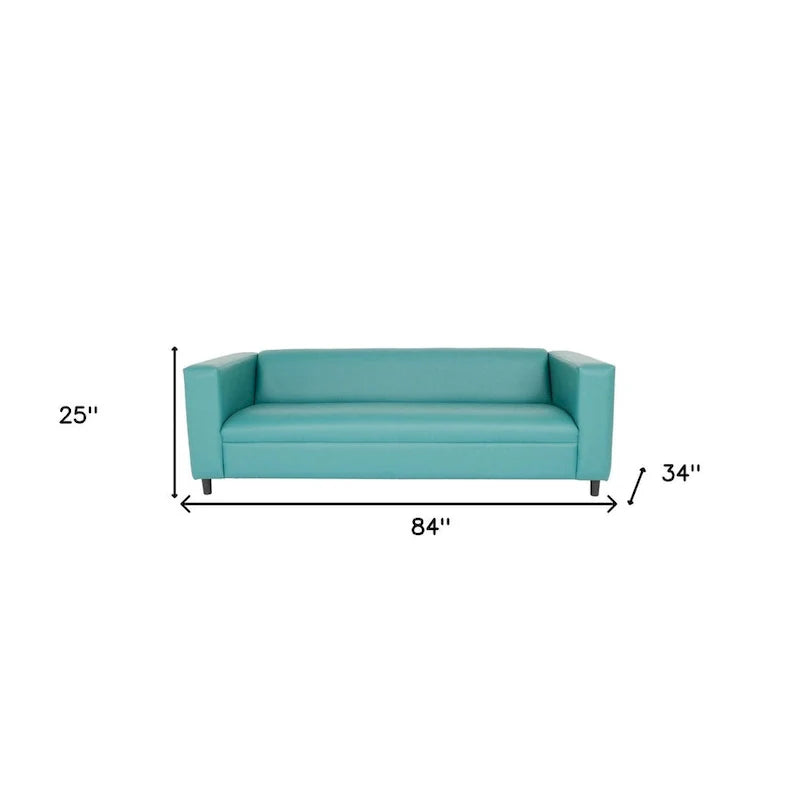 HomeRoots 84 Blue Faux Leather Sofa With Black Legs - 84