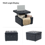 Aurora Genuine Leather Ottoman with Tufted Design by HULALA HOME