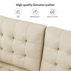 Aurora Genuine Leather Ottoman with Tufted Design by HULALA HOME