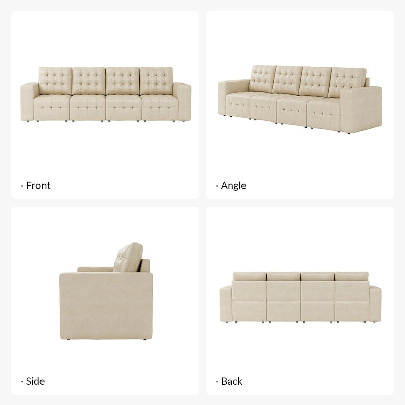 Aurora Genuine Leather Ottoman with Tufted Design by HULALA HOME