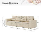 Aurora Genuine Leather Ottoman with Tufted Design by HULALA HOME