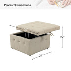 Aurora Genuine Leather Ottoman with Tufted Design by HULALA HOME