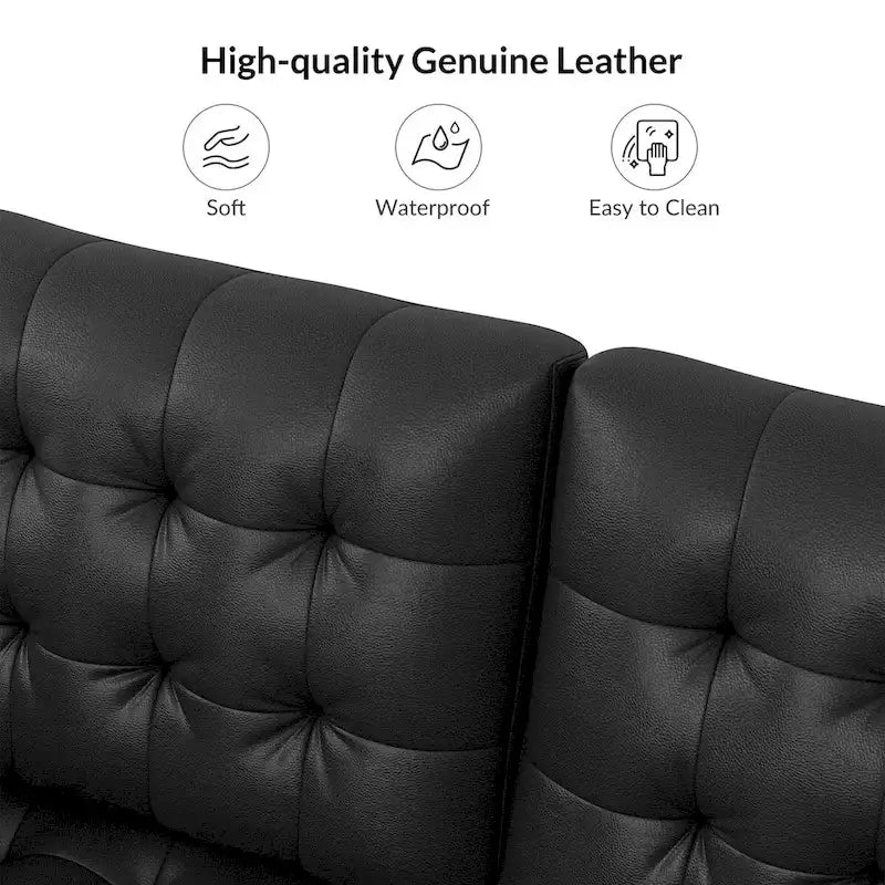 Aurora Genuine Leather Ottoman with Tufted Design by HULALA HOME